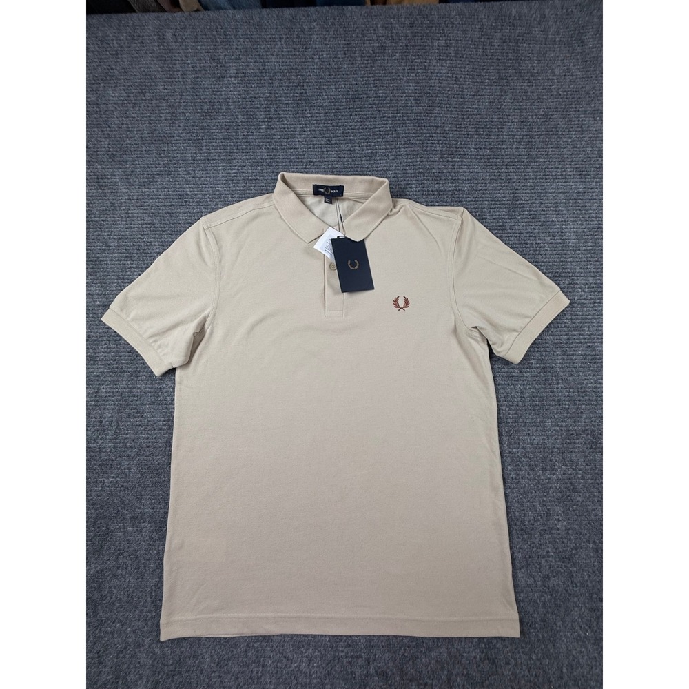Fred Perry Polo Shirt Mens L Oatmeal Beige New Plain Pique M6000